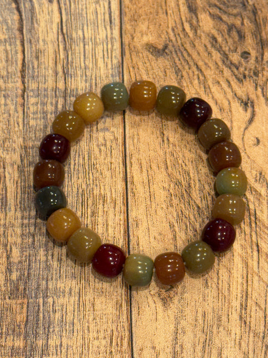 11mm Dark Earthy Barrel Beads