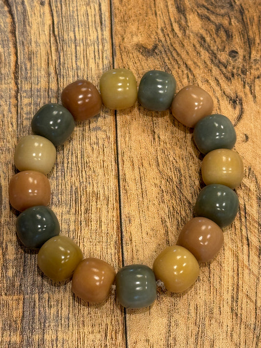 14.5mm Earthy/ Pink Barrel Beads