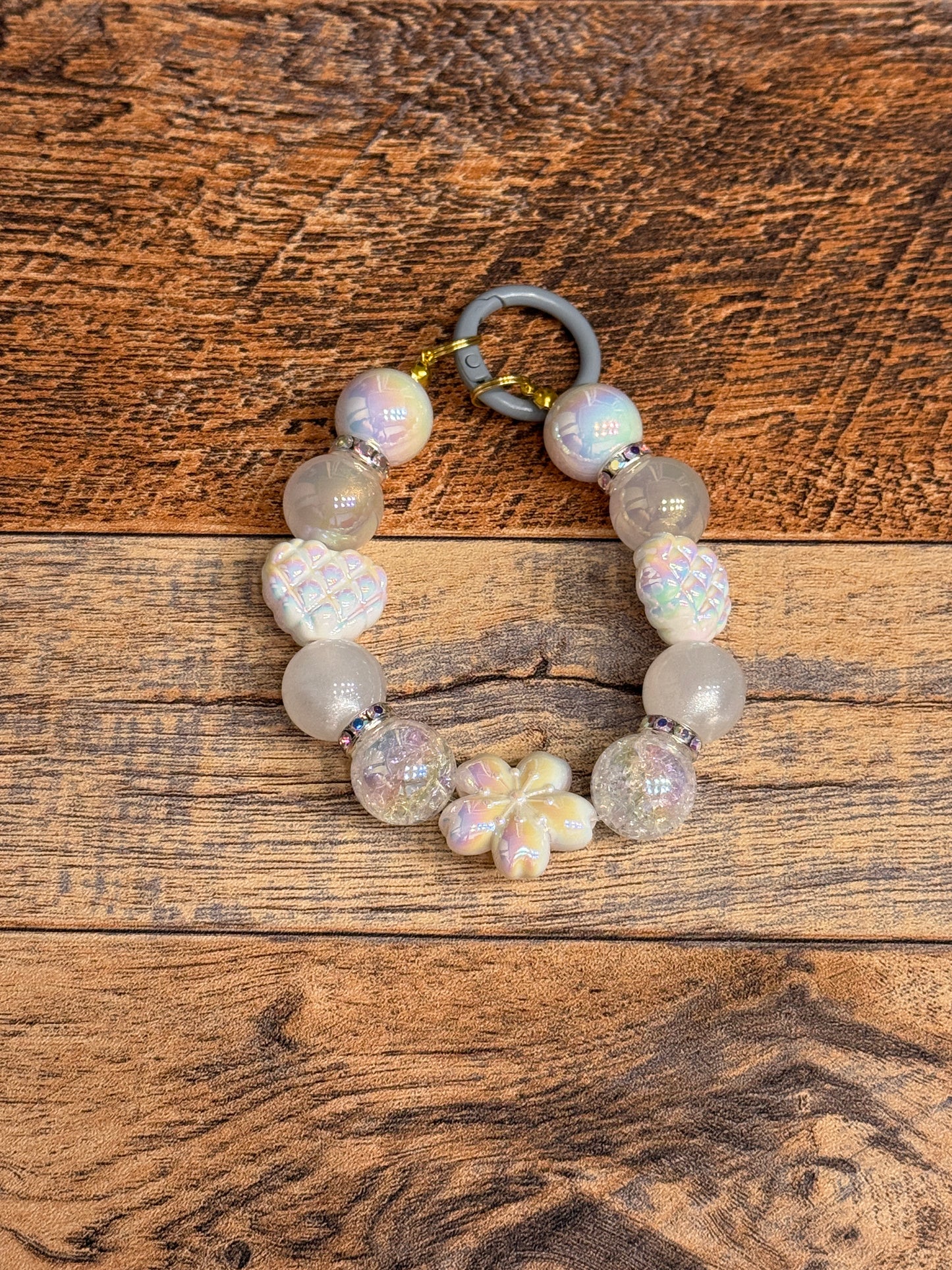 Small Clear/ White Phone Strap/ Keychain