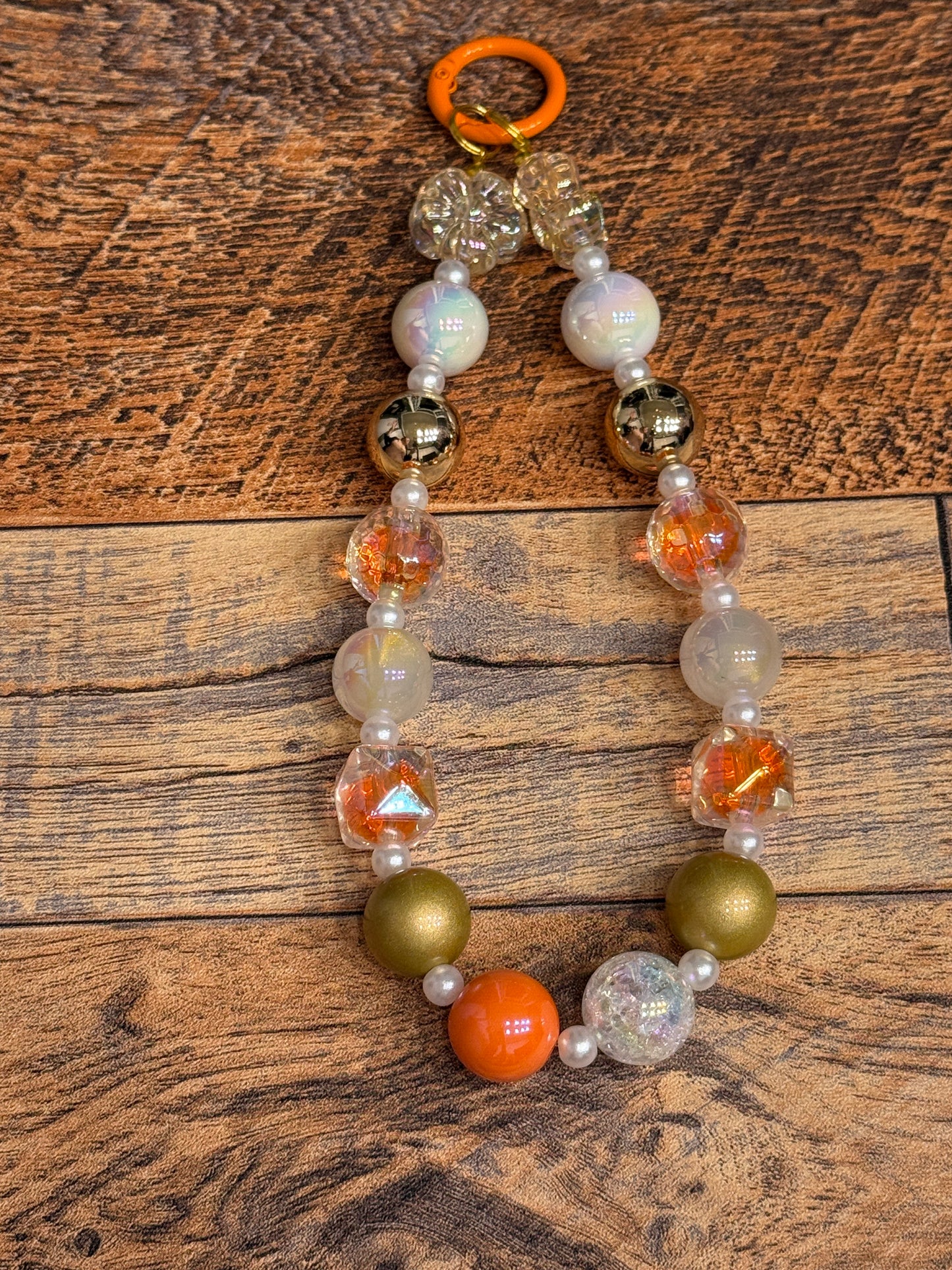 Orange and Gold Phone Strap/ Keychain