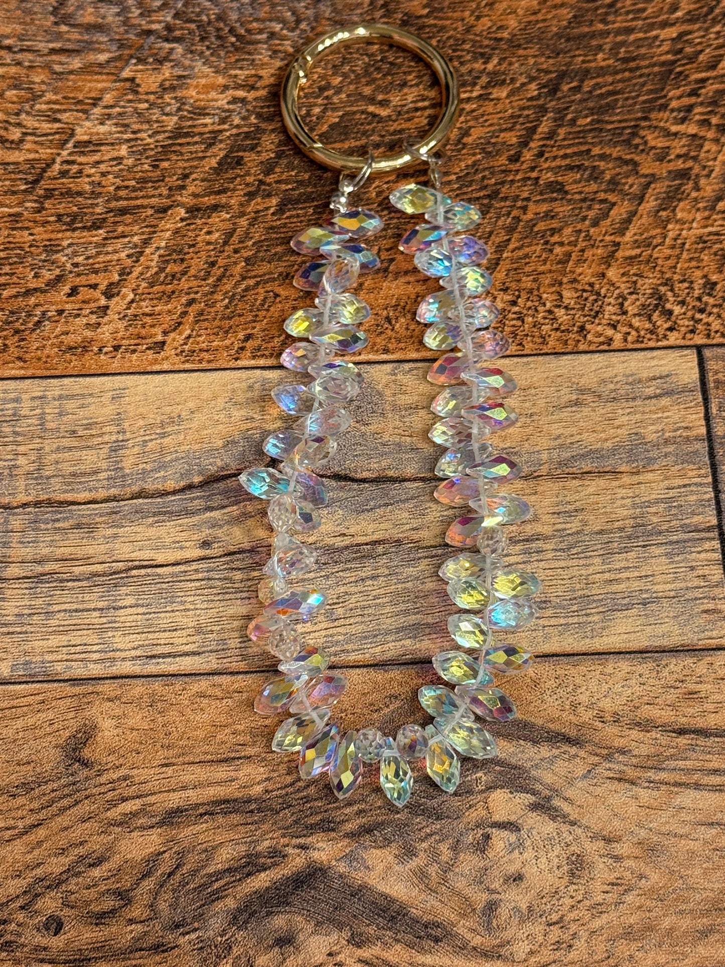 Glass Beaded Phone Strap/ Keychain- Clear