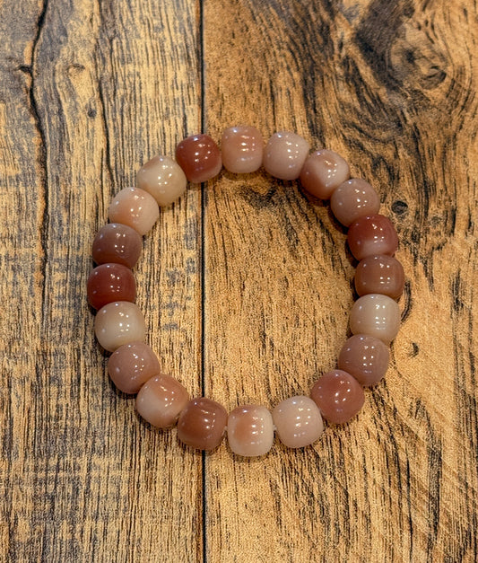 11mm Marbled Pink Barrel Bead