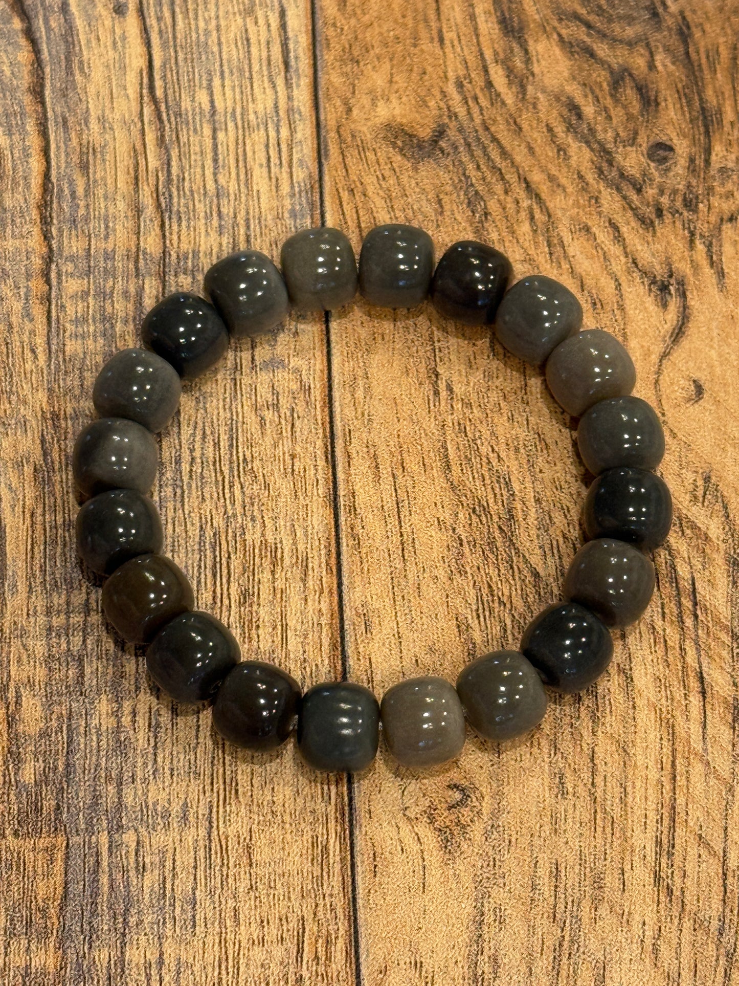 10mm Gray Barrel Beads