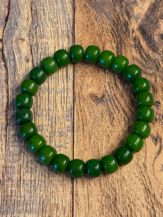 10mm Green Barrel Beads