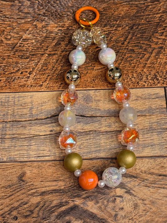 Orange and Gold Phone Strap/ Keychain